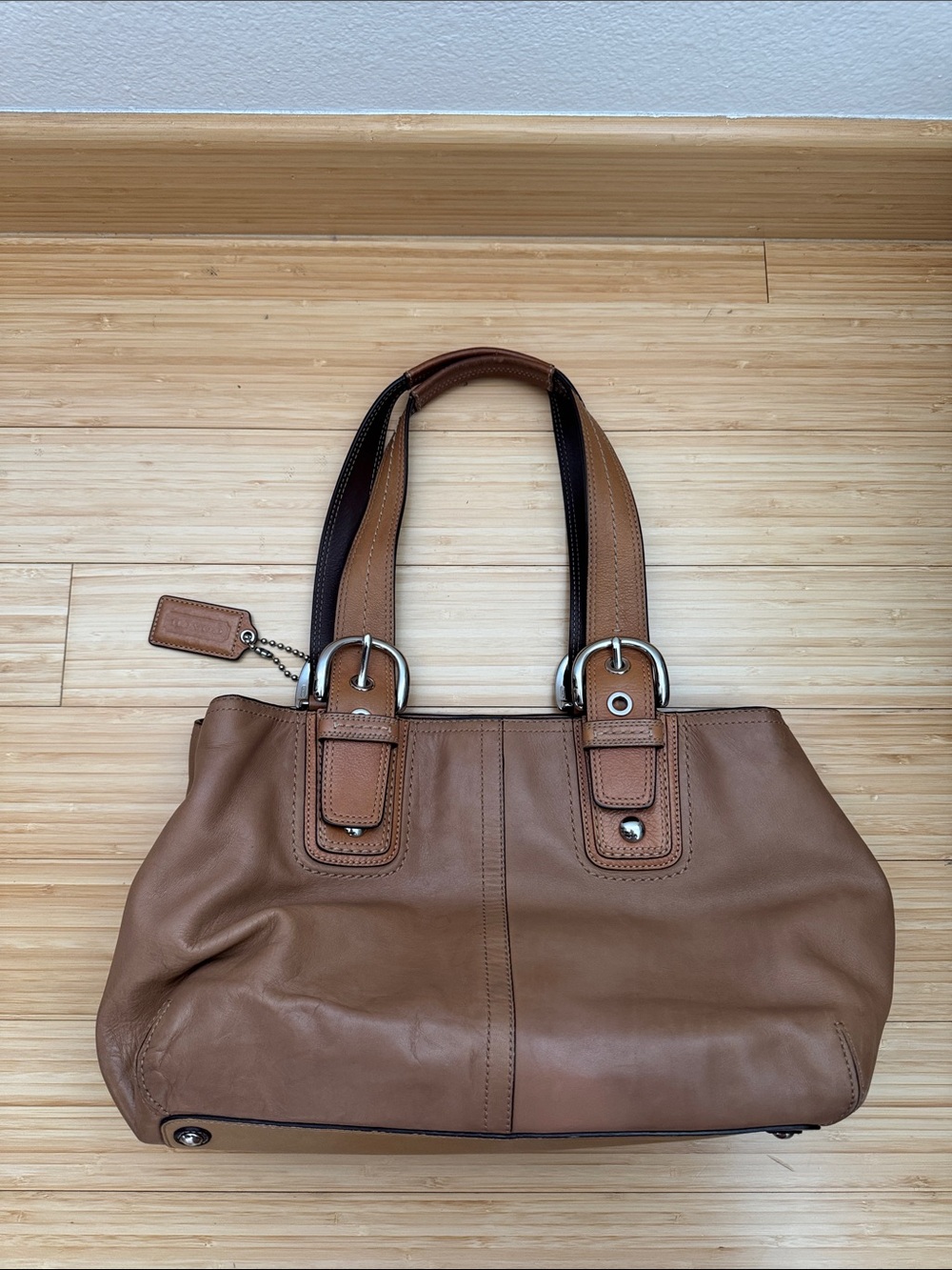 Coach Tan Leather Shoulder Tote Bag